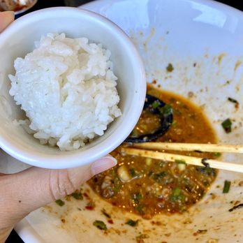 Wadaya - Small scoop of rice included. Be sure to save some sauce at the end for this! - Ramen Near Me - Costa Mesa, California Wadaya - Small scoop of rice included. Be sure to save some sauce at the end for this! - Ramen Near Me - Costa Mesa, California