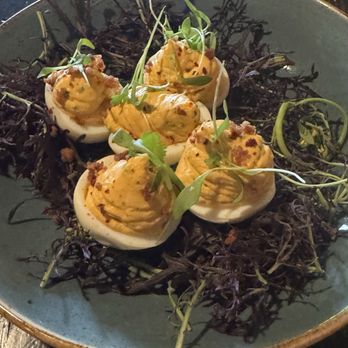 The Front Yard - Deviled Eggs with Candied Bacon - Breakfast & Brunch Near Me - North Hollywood, California The Front Yard - Deviled Eggs with Candied Bacon - Breakfast & Brunch Near Me - North Hollywood, California