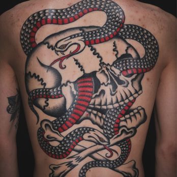 Gold Rush Studio - Skull & Snake by Len Yamada - Tattoo Near Me Gold Rush Studio - Skull & Snake by Len Yamada - Tattoo Near Me