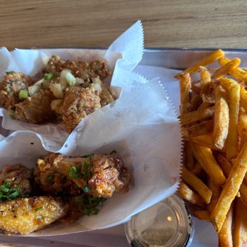 Fire Wings - 6 PC COMBO: Salt & Pepper (top) / Saigon Street (bottom) seasoned fries - Chicken Shop Near Me - Irvine, California Fire Wings - 6 PC COMBO: Salt & Pepper (top) / Saigon Street (bottom) seasoned fries - Chicken Shop Near Me - Irvine, California