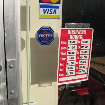Red Ginger - the hours posted on the front window - Asian Fusion Near Me - Kensington, Maryland
