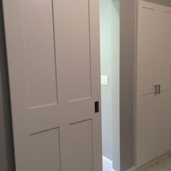@designREMODEL Baths, Kitchens & More - Limited space called for a sliding door. Viola! A lovely, barn style door that enhances the space & functions beautifully. - General Contractors Near Me - Mashpee, Massachusetts @designREMODEL Baths, Kitchens & More - Limited space called for a sliding door. Viola! A lovely, barn style door that enhances the space & functions beautifully. - General Contractors Near Me - Mashpee, Massachusetts