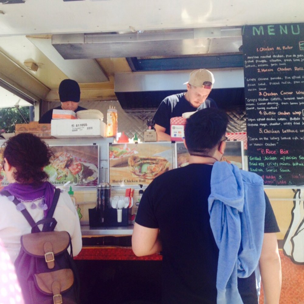Eat Chicken Wraps - Only two people working this time. 1cook and 1 taking orders from people. - Food Trucks Near Me - Vancouver, British Columbia Eat Chicken Wraps - Only two people working this time. 1cook and 1 taking orders from people. - Food Trucks Near Me - Vancouver, British Columbia