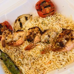 Sura Shawarma Halal - Shrimp Skewer with Basmati Rice; Delicious