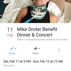Eagles Hall - A friend of the family got hurt and doing a benefit at the eagles club on 2/11/17. 5pm to 12am $12 @ door