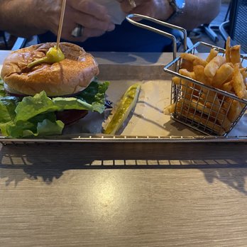 Hops Burger Bar - The Hops Classic Burger with Fries - Burgers Near Me - Greensboro, North Carolina Hops Burger Bar - The Hops Classic Burger with Fries - Burgers Near Me - Greensboro, North Carolina