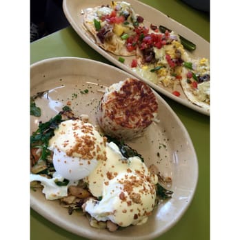 Snooze, an A.M. Eatery - Juans breakfast tacos on top and Winter Harvest eggs Benedict on the bottom! Both were to die for!!! - Breakfast & Brunch Near Me - Lone Tree, Colorado