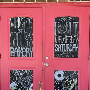 Spouses Bakery - two red doors with chalk drawings on them - Bakeries Near Me - Saint Marys, Georgia