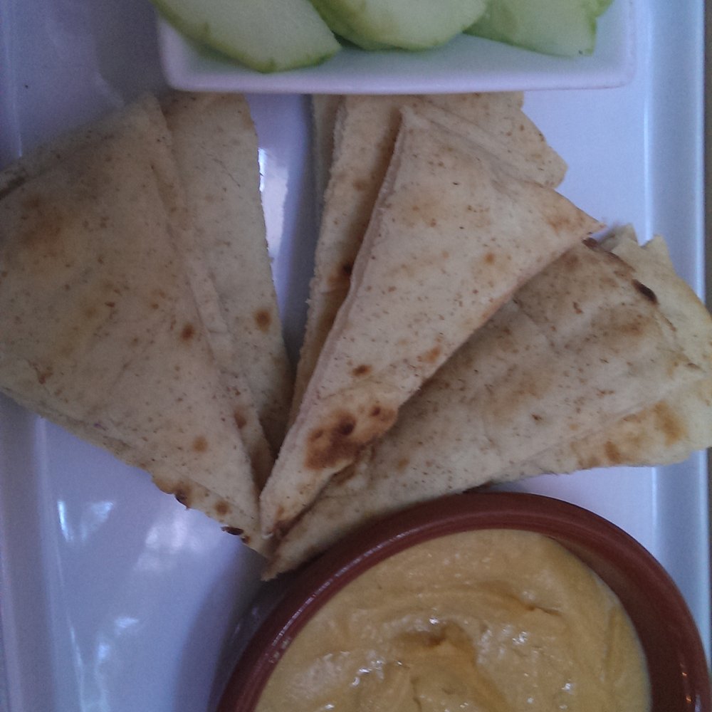 Entwine - Brown butter hummus with pita and cucumbers - Mediterranean Near Me - New York, New York