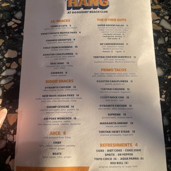 Goodsurf Beach Club - Menu - Surfing Near Me - Dallas, Texas
