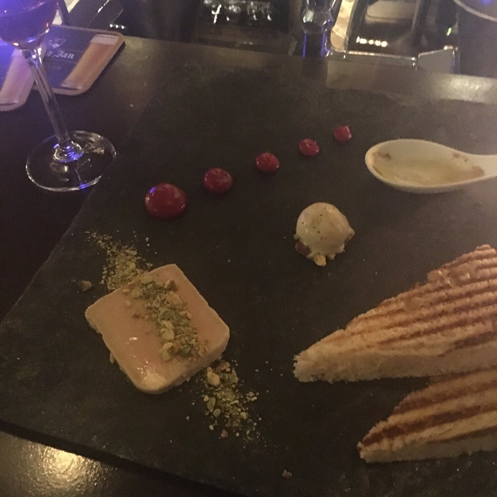 Oker - Duck liver three ways: toast w cranberry compote, white chocolate truffle, and a brûlée of duck consumme (missing) - Modern European Near Me - Den Haag, ZH