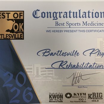 Bartlesville Physical Rehabilitation - Sports Medicine Near Me - Bartlesville, Oklahoma Bartlesville Physical Rehabilitation - Sports Medicine Near Me - Bartlesville, Oklahoma