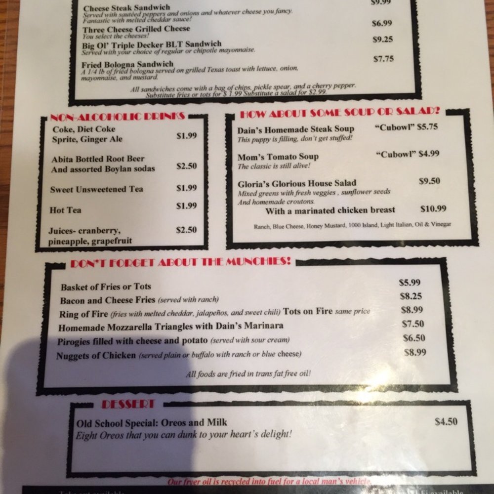 Dain's Place - Back of the menu - American Near Me - Durham, North Carolina Dain's Place - Back of the menu - American Near Me - Durham, North Carolina
