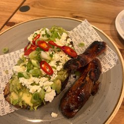All Bar One Edinburgh Airport - Avocado and feta toast with a side of sausage