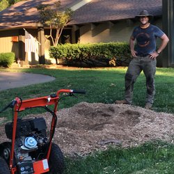 Jennings' Tree Service - After a grueling stump grinding session! This WAS a Silverleaf Maple. Located in Enid, OK.