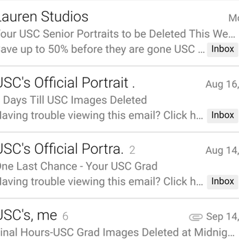 Lauren Studios - Stay away from these liars...emails sent over the years telling me pics would be deleted so I could act fast and purchase. - Session Photography Near Me - Corona, California Lauren Studios - Stay away from these liars...emails sent over the years telling me pics would be deleted so I could act fast and purchase. - Session Photography Near Me - Corona, California