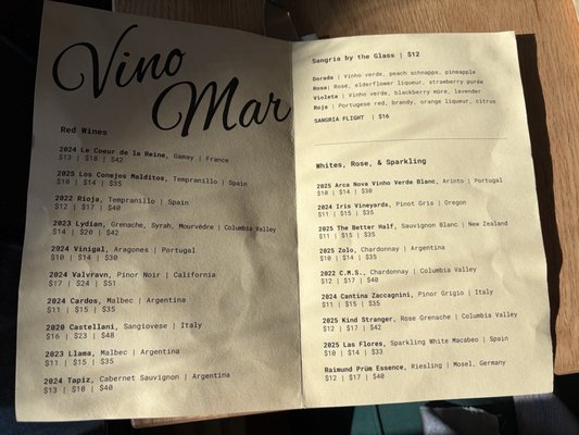 Menu photo 2 Vino Mar Olympia, WA Menu photo 2 Vino Mar Olympia, WA