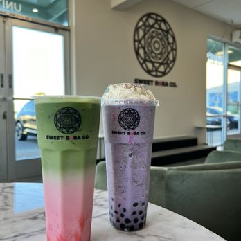 Sweet Boba - Matcha Raspberry (left) and Tareo (right) - Coffee & Tea Near Me - Glendora, California Sweet Boba - Matcha Raspberry (left) and Tareo (right) - Coffee & Tea Near Me - Glendora, California