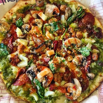 MOD Pizza - I went a little crazy with the toppings :) with pesto sauce. Very delicious. - Fast Food Near Me - Charleston, South Carolina