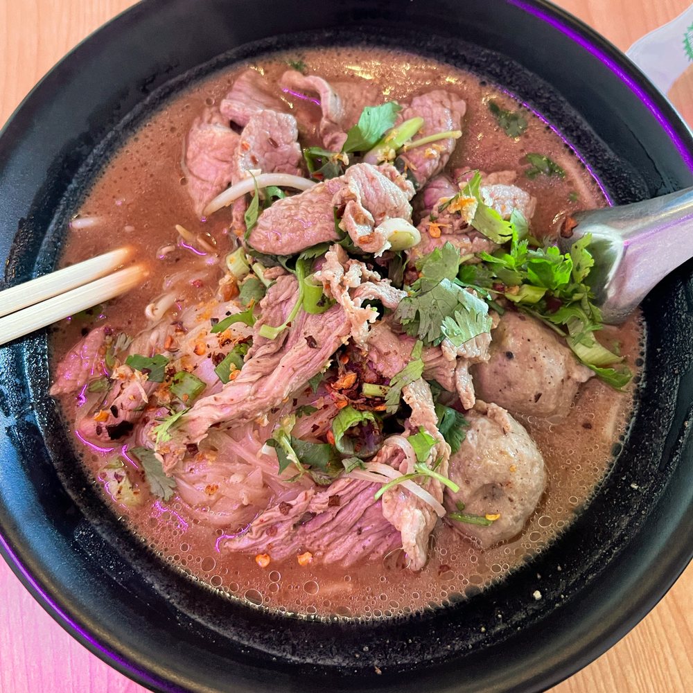 Boat Noodle Soup with Beef and Rice Noodles