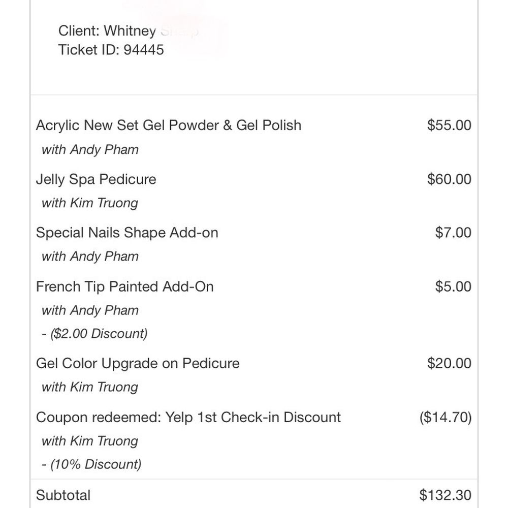 H&B Nails Spa - Receipt - Nail Salons Near Me - Dublin, Ohio H&B Nails Spa - Receipt - Nail Salons Near Me - Dublin, Ohio