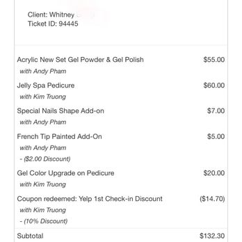 H&B Nails Spa - Receipt - Nail Salons Near Me - Dublin, Ohio