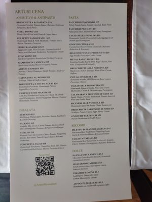 Menu photo 6 Artusi Restaurant New Westminster, BC