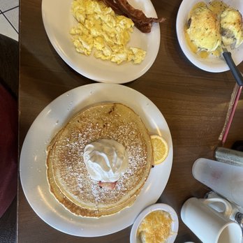 The Pancakery - The Destinite with scrambled eggs & bacon - Breakfast & Brunch Near Me - Destin, Florida