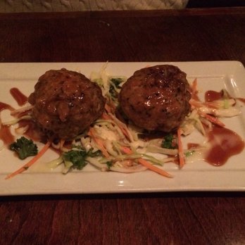 Tombo Grille - Crab cakes over slaw - New American Near Me - Columbia, South Carolina Tombo Grille - Crab cakes over slaw - New American Near Me - Columbia, South Carolina