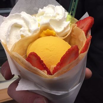 Millie Creperie - Mango gelato and strawberries in mango tango crepe! - Creperies Near Me - Toronto, Ontario
