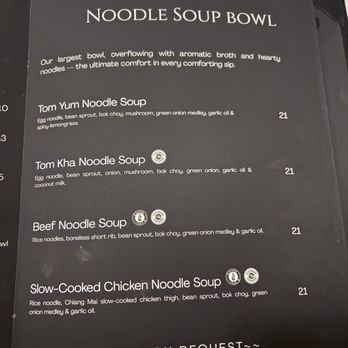 Aloy Modern Thai - Beef Noodle Soup Tom Kha Noodle Soup Slow-Cooked Chicken Noodle Soup Tom Yum Noodle Soup - Thai Near Me - Denver, Colorado Aloy Modern Thai - Beef Noodle Soup Tom Kha Noodle Soup Slow-Cooked Chicken Noodle Soup Tom Yum Noodle Soup - Thai Near Me - Denver, Colorado