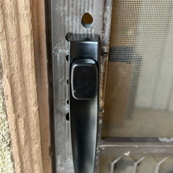 JGB Restoration - The holes in my screen door that were not there before. They attempted to fix the handle that they broke. - Damage Restoration Near Me - Huntington Beach, California
