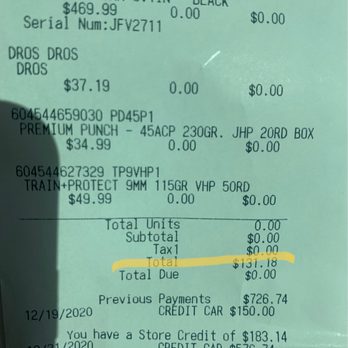 Ammo Bros - Receipt minus $131. Why restocking fee when it was their fault? They clearly just asked for a Marriage Certificate? - Sporting Goods Near Me - Ontario, California