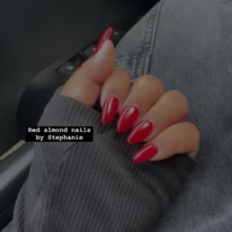 Red almond nails by Stephanie! So pretty Red almond nails by Stephanie! So pretty