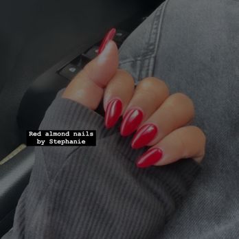 Valley Nails - Red almond nails by Stephanie! So pretty - Nail Salons Near Me - San Diego, California Valley Nails - Red almond nails by Stephanie! So pretty - Nail Salons Near Me - San Diego, California