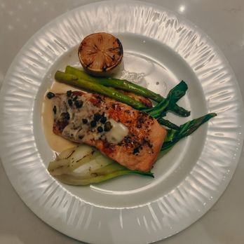 Versailles - Seared Salmon with Grilled Asparagus, Lemon Caper Aioli, and Cauliflower Mashed - American Near Me - Braselton, Georgia