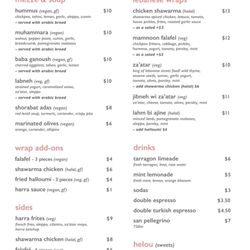 Hanoon - Hanoon menu as of July 2022