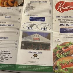 Krauszers Food Store - Menu front