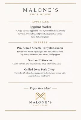Menu photo 1 Malone's Chop House Brooklyn, NY
