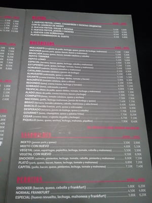 Menu photo 2 Snooker Valencia, V Menu photo 2 Snooker Valencia, V