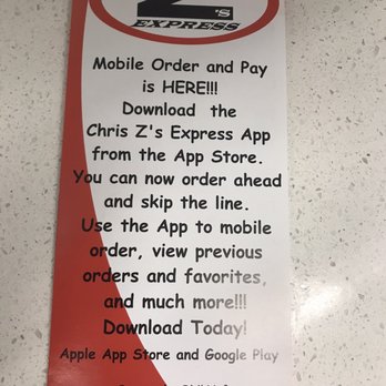 Chris Z’s Express - This was posted at my job so I wanted to share. Chris Z's Express has an app. - Hot Dogs Near Me - Birmingham, Alabama Chris Z’s Express - This was posted at my job so I wanted to share. Chris Z's Express has an app. - Hot Dogs Near Me - Birmingham, Alabama