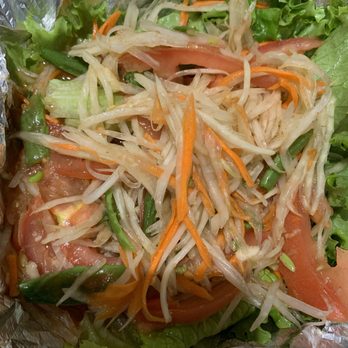 Muay Thai Cuisine - Papaya salad! I paid 14$ for this serving! It should be called tomato salad cause there is more tomatoes than anything else. - Thai Near Me - Vacaville, California Muay Thai Cuisine - Papaya salad! I paid 14$ for this serving! It should be called tomato salad cause there is more tomatoes than anything else. - Thai Near Me - Vacaville, California