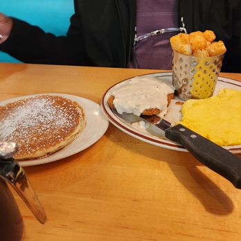 Grady's Snack N' Dine - Country Fried Steak with pancakes and tator tots - Diners Near Me - Homewood, Illinois Grady's Snack N' Dine - Country Fried Steak with pancakes and tator tots - Diners Near Me - Homewood, Illinois