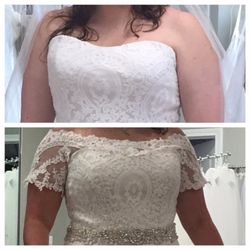 Charme Bridal & Prom - The before and after of what their seamstress, France's, created for the top of my dress!