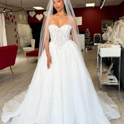 Garnet and Grace Bridal Boutique - Gorgeous basque waist wedding dress perfect for Disney inspired brides