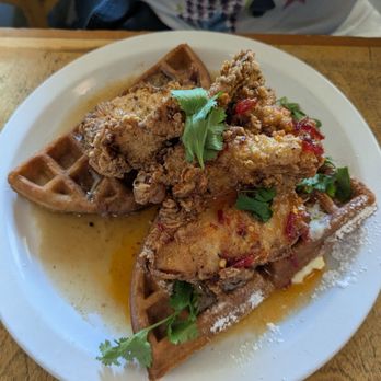Flattop & Salamander - Chicken and Waffles half and half - Breakfast & Brunch Near Me - Portland, Oregon