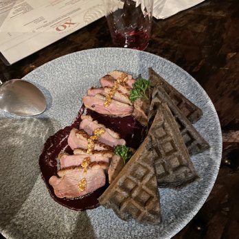 XO Restaurant - Duck with black sesame mochi waffles - Asian Fusion Near Me - Honolulu, Hawaii XO Restaurant - Duck with black sesame mochi waffles - Asian Fusion Near Me - Honolulu, Hawaii
