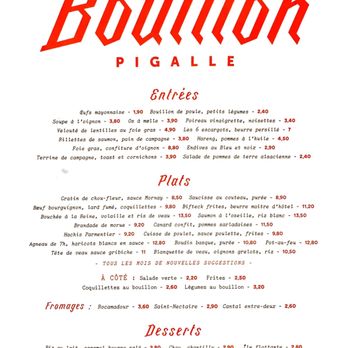 Bouillon Pigalle - Menu in French - French Near Me - Paris, 75 Bouillon Pigalle - Menu in French - French Near Me - Paris, 75