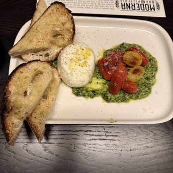 Moderna Bar & Pizzeria - burrata caprese with fire roasted tomatoes. - Pizza Near Me - Austin, Texas Moderna Bar & Pizzeria - burrata caprese with fire roasted tomatoes. - Pizza Near Me - Austin, Texas