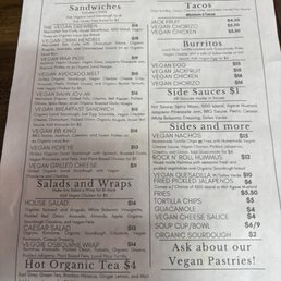 Vegan menu Vegan menu